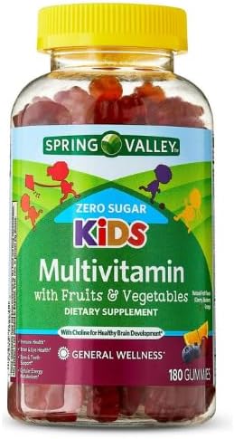 Spring Valley Zero Sugar Kids Multi Gummy, 180 Count + Dri Store Sticker.