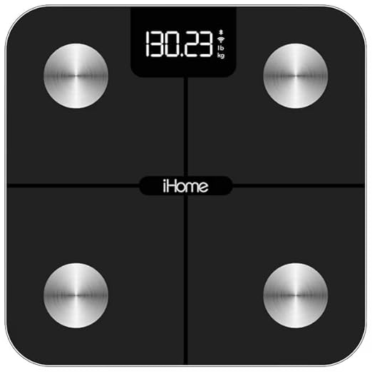 iHome Digital WiFi Smart Scale for Body Weight, Weight Scale, Including BMI, Body Fat, Muscle Mass, Batteries Included (Black Smart WiFi)