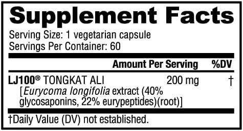 NutraBio Tongkat Ali Longjack 100 Supplement - Natural Support for Muscle Mass, Strength, Performance- Longjack Tongkat Ali for Men- 200mg per Capsule, 60 Servings