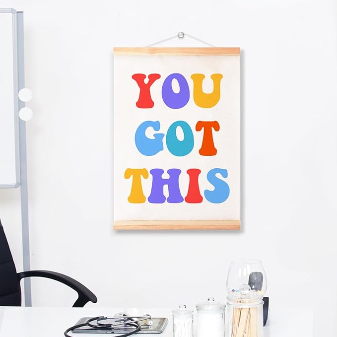 You Got This Poster Hanger Frame for Classroom Nursery School Wall Decor,Inspirational Canvas Wall Art Poster Print Wall Hanging 16x12in