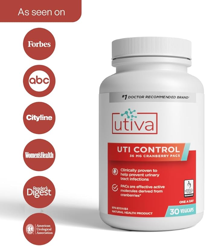 Utiva Cranberry PACs – Clinically Studied Ingredients 36mg PACs Extract - UTI Prevention for Women - Urinary Tract Health – Cranberry Supplement Pills for Bladder Health, 30 Vegi Capsules