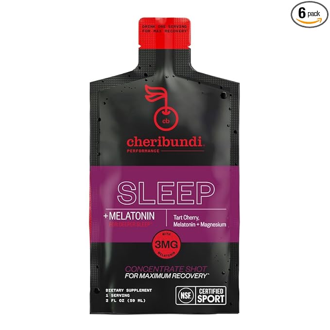 Cheribundi | 100% Tart Cherry Juice Sleep Concentrate Grab & Go | 2 Fluid Ounce Pouch for Maximum Recovery with 30 Tart Cherries | 90 Calories, 0 Preservatives, Non-GMO | 2 floz (Pack of 6