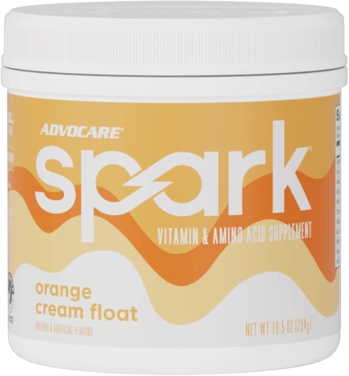 AdvoCare Spark Vitamin & Amino Acid Supplement - Focus & Energy Drink Powder Mix with Vitamin A, B-6, C & E - Also Includes L-Carnitine & L-Tyrosine - Orange Cream Float - 10.5 oz