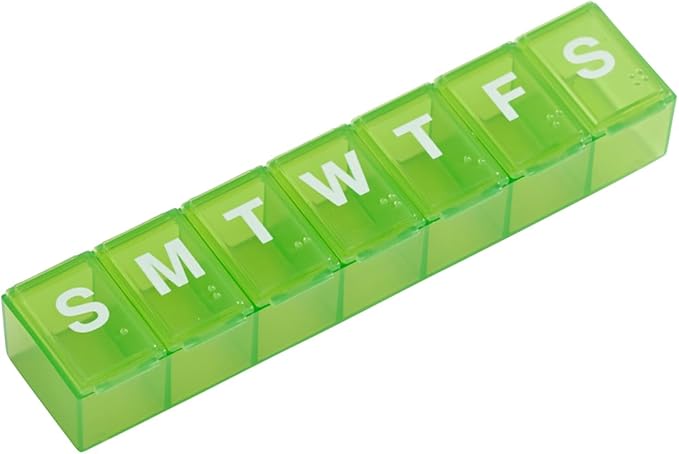 Ezy Dose Weekly (7-Day) Pill Organizer, Vitamin Case, and Medicine Box, Medium Compartments, Color May Vary, Made in the USA