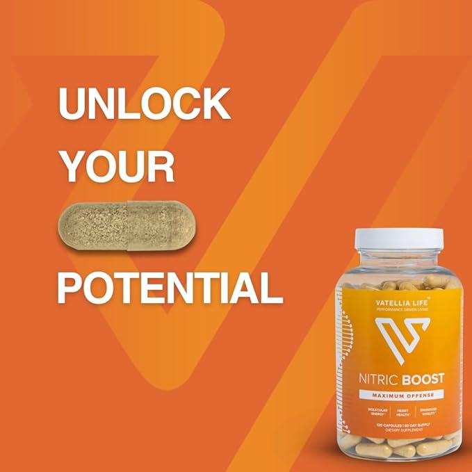Nitric Boost - Nitric Oxide Supplement for Men | High Absorption Formula | 100% Natural Ingredients | Best Nitric Oxide Booster | Increase Blood Flow | 2 Month Supply