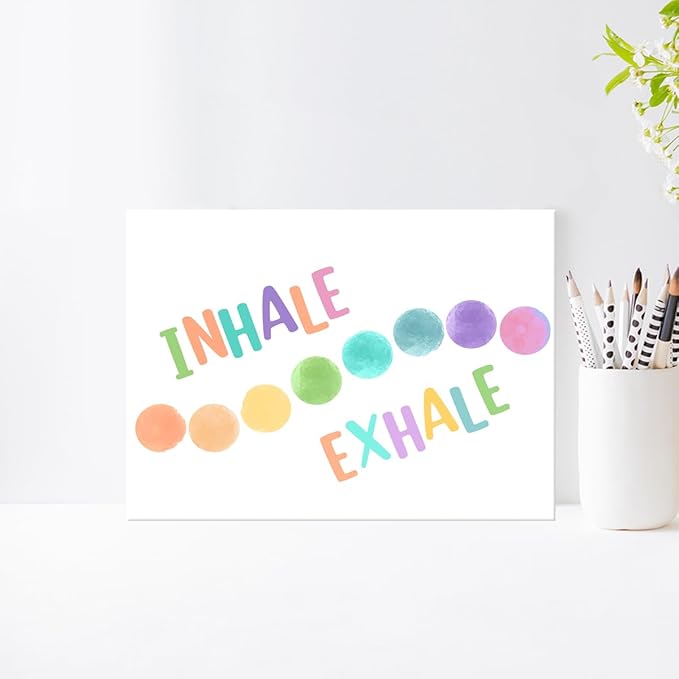 Inhale Exhale Wall Art,Yoga Room Wall Decor,Inhale Exhale Canvas Framed Wall Art Ready to Hang for Yoga Room Home Bedroom Therapy Office Nursery Classroom Wall Decor
