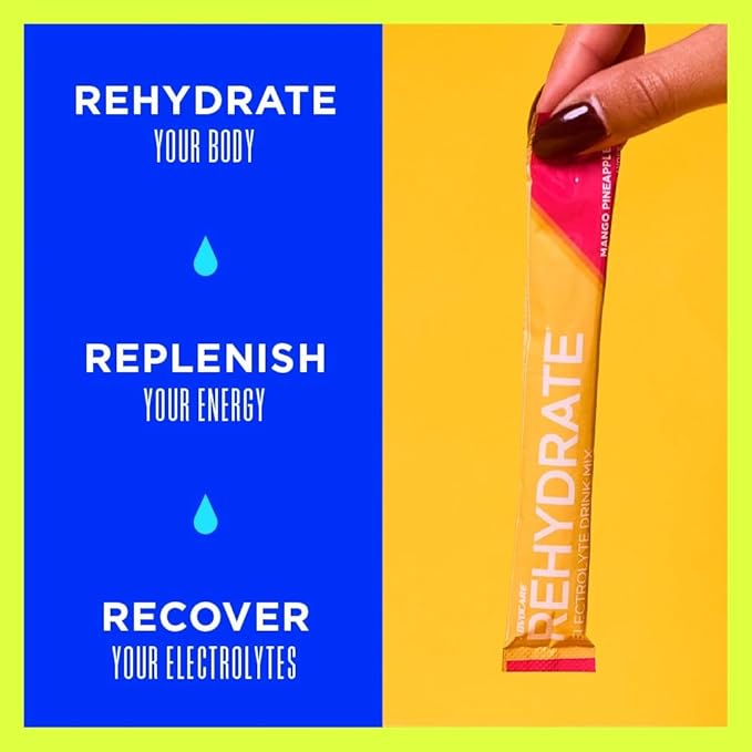 AdvoCare Rehydrate Electrolyte Drink Mix - Hydration & Recovery Drink with Sodium, Potassium & More - Mango Pineapple - 15 Hydration Packets