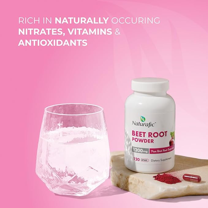 Beetroot Capsules β Nitric Oxide Booster | 1200mg High Nitrate Superfood | Pure Beet Root Powder | Non-GMO, Vegan, Gluten-Free | 120 Capsules | Natural Plant-Based Daily Supplement