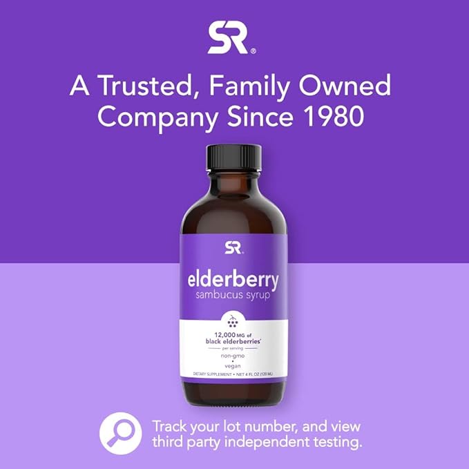 Sports Research Elderberry Syrup for Immune Support - High Flavonoid - Non-GMO, Vegan - No Alcohol - Equivalent to 12,000mg of Black Elderberries per Serving (4oz)