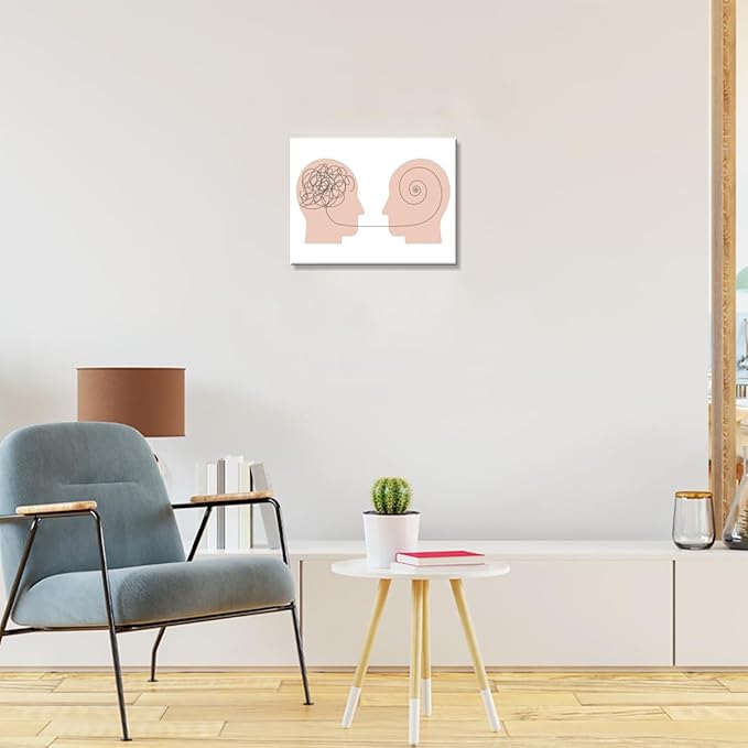 Mental Health Posters,Talking Helps Mental Health Canvas Wall Art,Inspirational Canvas Framed Wall Art Ready to Hang for Home Therapy Office Nursery Classroom Wall Decor