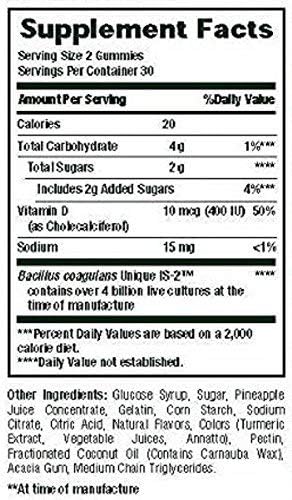 Probiotic Gummies by Nature's Bounty, Dietary Supplement, For Digestive Health, Natural Fruit Flavors, 2 Pack, 120 Gummies