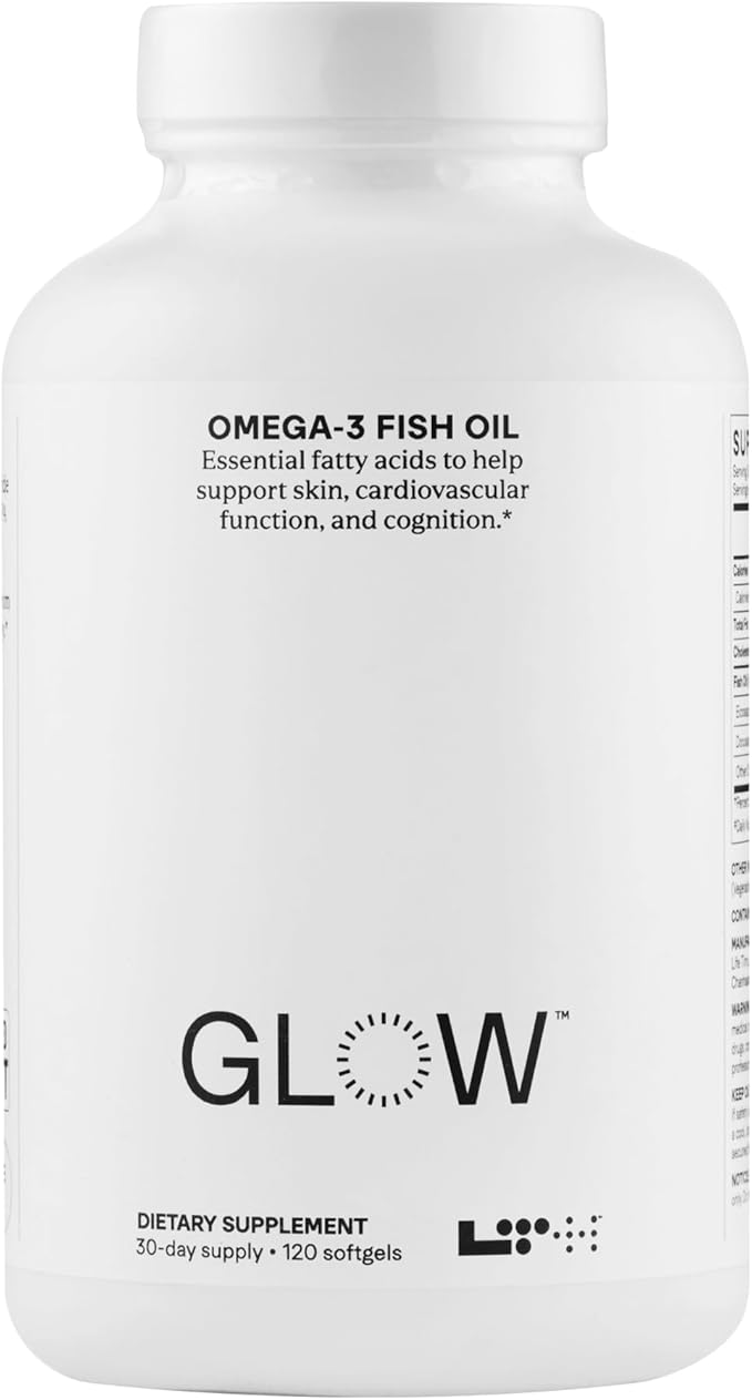 LTH Glow Omega-3 Fish Oil - Trusted by Life Time Fitness Members - NSF Certified for Sport - Supports Brain & Heart Health - Aids Healthy Skin, Hair & Nails - Gluten Free & Soy Free - 30 Servings