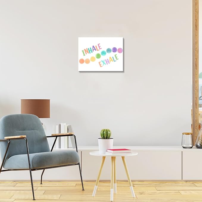 Inhale Exhale Wall Art,Yoga Room Wall Decor,Inhale Exhale Canvas Framed Wall Art Ready to Hang for Yoga Room Home Bedroom Therapy Office Nursery Classroom Wall Decor