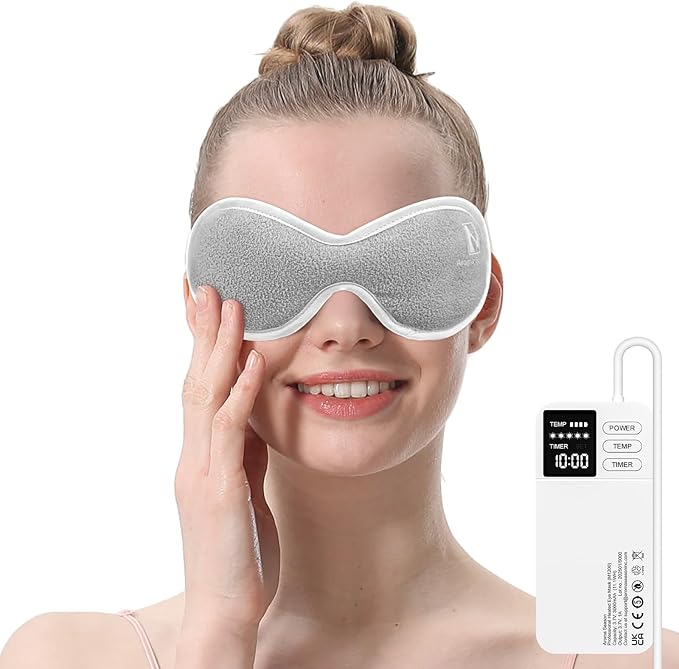 Aroma Season Vibrating Heated Eye Mask for Dry Eyes, 3000mAh Cordless Warm Eye Compress for Stye, Rechargeable Electric Eye Heating Pad for MGD, Included Hygienic Eyelid Sheets