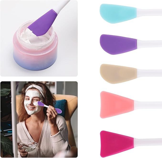 10 Pack Silicone Face Mask Applicator, 2 in 1 Double-Sided Facial Scrubber Brush Tool, Double-Head Manual Cleansing Brush for Deep Gentle Exfoliating