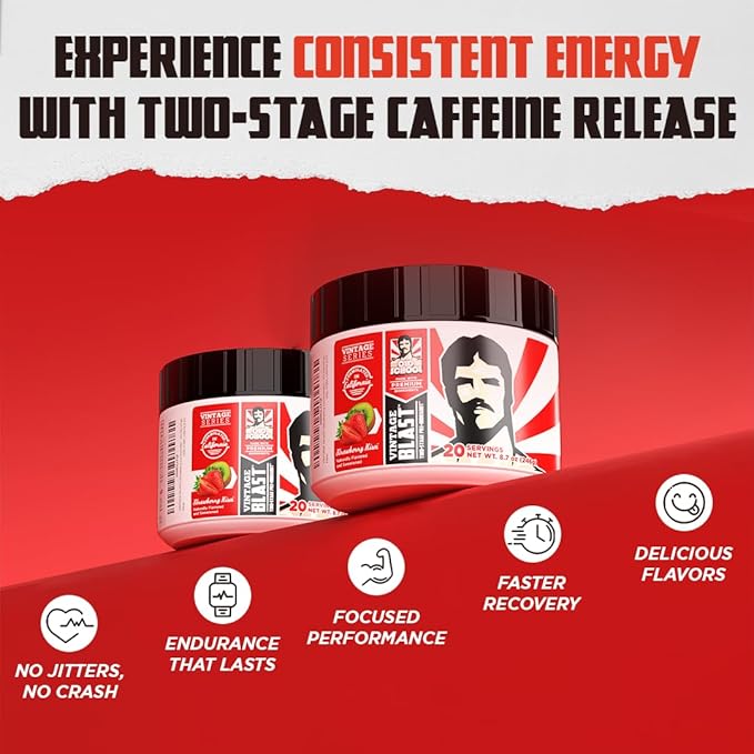 Old School Labs Ultimate 2 Stage Pre Workout for Explosive Energy, Massive Pumps & Focus - Preworkout for Men & Women - Natural Pre Workout Powder with Amino Acids, 250mg Caffeine, Strawberry Kiwi