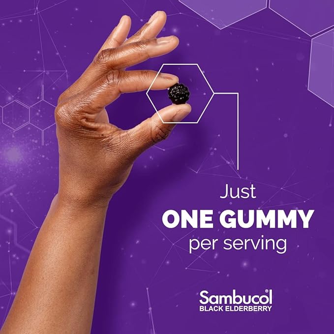 Sambucol Black Elderberry Gummies with Vitamin C & Zinc - Sambucus Elderberry Gummies for Immune Support, High Antioxidants, Gluten Free, Vegan, Elderberry with Zinc & Vitamin C for Adults - 30 Count