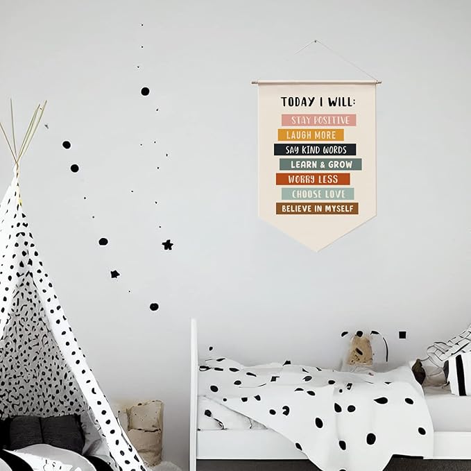 Today I Will Positive Wall Hanging, Educational Wall Art, Inspirational Quotes For Kids, Classroom Decor, Affirmation Wall Decor, Kids Wall Decor, Classroom Décor, Kids Affirmation Hanging Banners
