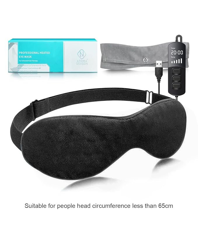 Aroma Season Heated Eye Mask for Dry Eyes, Warm Eye Compress with Flaxseed Graphene FIR for MGD, Dry Eye Syndrome, Chalazion Blepharitis Treatment, Steam Moist Heat Therapy to Unclog Glands (Black)