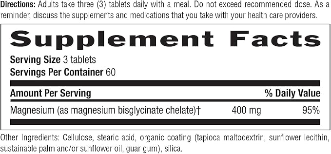 Country Life Chelated Magnesium Glycinate 400mg – High Absorption Magnesium Supplement for Muscle Relaxation, Energy, Bone & Immune Support – Gluten-Free, Vegan, Halal, Non-GMO Verified - 180 Tablets