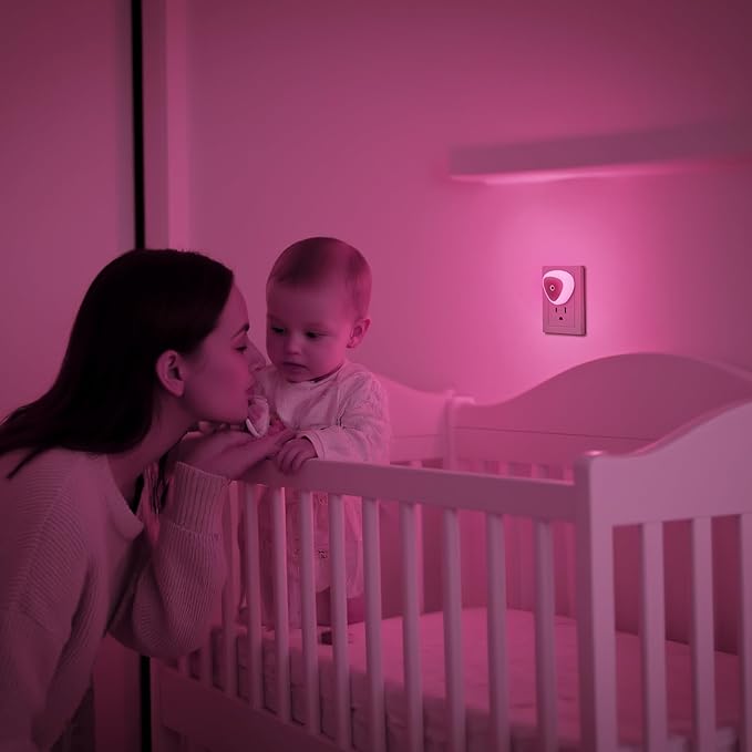 KINUR LED Night Light, 6 Pack Nightlights Plug into Wall, Dusk to Dawn Sensor Automatic On and Off Night Light, 0.5W Led Night Lamp for Kids, Nursery, Bedroom, Hallway, Stairs, Kitchen,Pink
