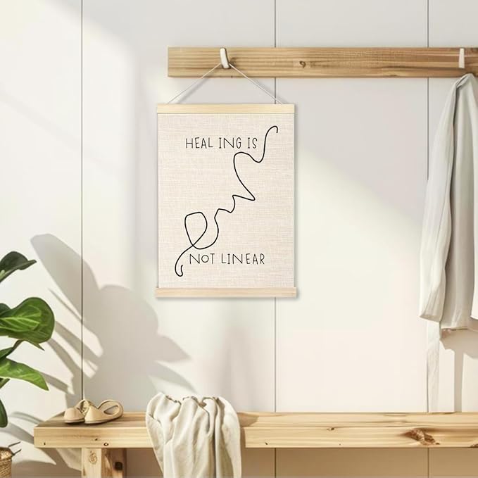 Ecezatik Healing is not Linear Poster Hanger Frame, Mental Health Wall Decor for Calming Corner School Counselor Therapy Office Break Room, Mental Health Posters, 12x16 Inches