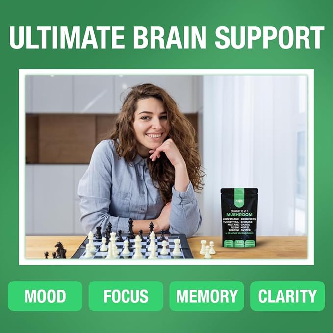 30 in 1 Ultimate Mushroom Supplement - 180 Mushroom Capsules, Organic - Lion’s Mane, Cordyceps, Chaga, Reishi, Turkey Tail, Mitake, Shiitake & More - Brain & Immune Support