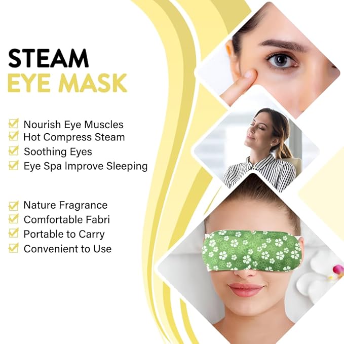 Minidiva Steam Eye Mask for Dry Eyes – Self-Heating Spa Warm Compress, Disposable Sleep Mask to Relieve Dark Circles, Fatigue & Stress (30, Chamomile)