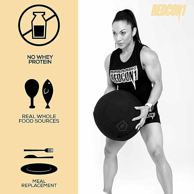 REDCON1 MRE Protein Powder, Strawberry Shortcake - Meal Replacement Protein Blend Made with MCT Oil & Whole Foods - Protein with Natural Ingredients to Aid in Muscle Recovery (25 Servings)
