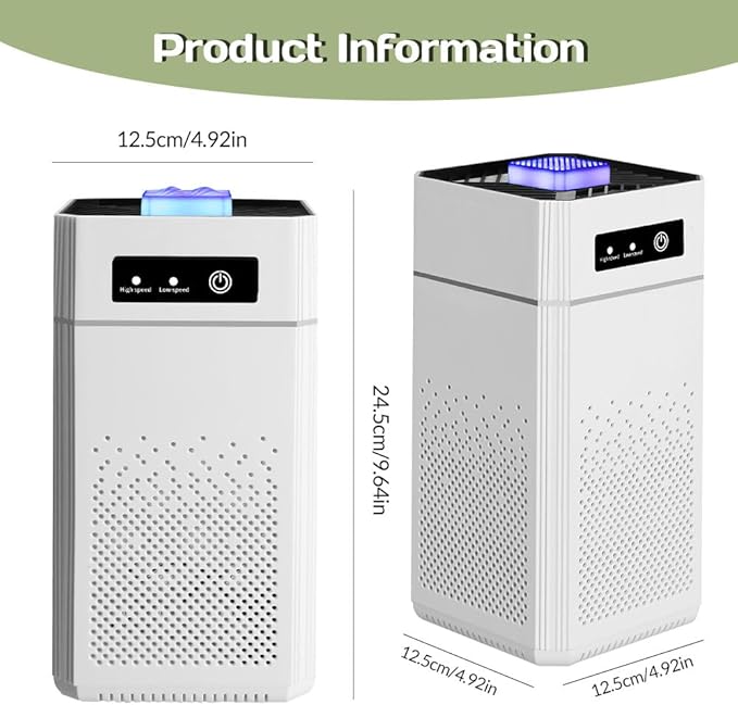 KEPEAK Hepa Air Purifiers for Home Large Room Up to 1290 Ft², Air Cleaner with H11 True Hepa 3-in-1 Filter, Small Portable Air Purifier for Home Pets, Bedroom, Dorm Room, Car, Desk
