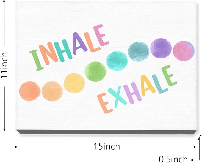 Inhale Exhale Wall Art,Yoga Room Wall Decor,Inhale Exhale Canvas Framed Wall Art Ready to Hang for Yoga Room Home Bedroom Therapy Office Nursery Classroom Wall Decor