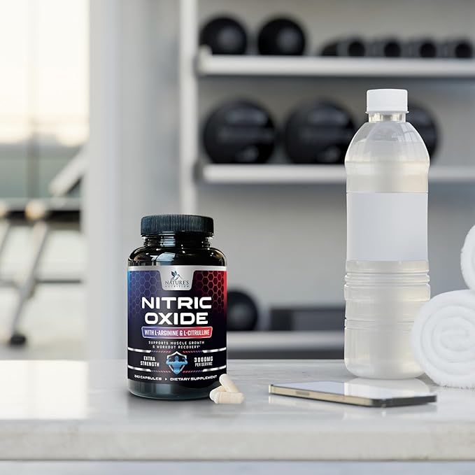 Nitric Oxide Booster Extra Strength 3000mg - L Arginine 3X Strength Nitric Oxide Supplements for Men and Women, Citrulline, Supports Muscle, Heart Health & Energy Supplement, Non-GMO - 240 Capsules