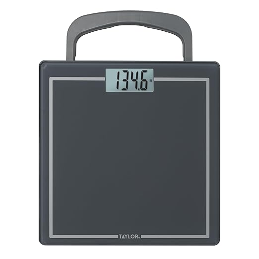 Taylor Digital Scale with Built-in Folding Handle, The Ultimate On-The-Go Portable Bathroom Scale for Body Weight, Convenient and Space-Saving Minimalist Scale, 440 lb Capacity, Steel Blue