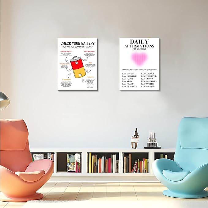 JANLAN Mental Health Wall Decor,How Are You Currently Feeling Emotion Poster Canvas Wall Art,Inspirational Canvas Wall Art Ready to Hang for Therapy Office Home Nursery Classroom Wall Decor