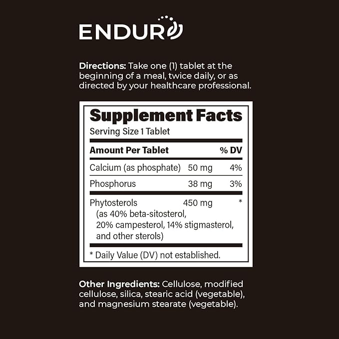 Endur Phytosterols, Promotes Heart & Prostate Health for Men, Helps Block Cholesterol Absorption & Support Urinary Comfort, 450mg (180 Tablets)