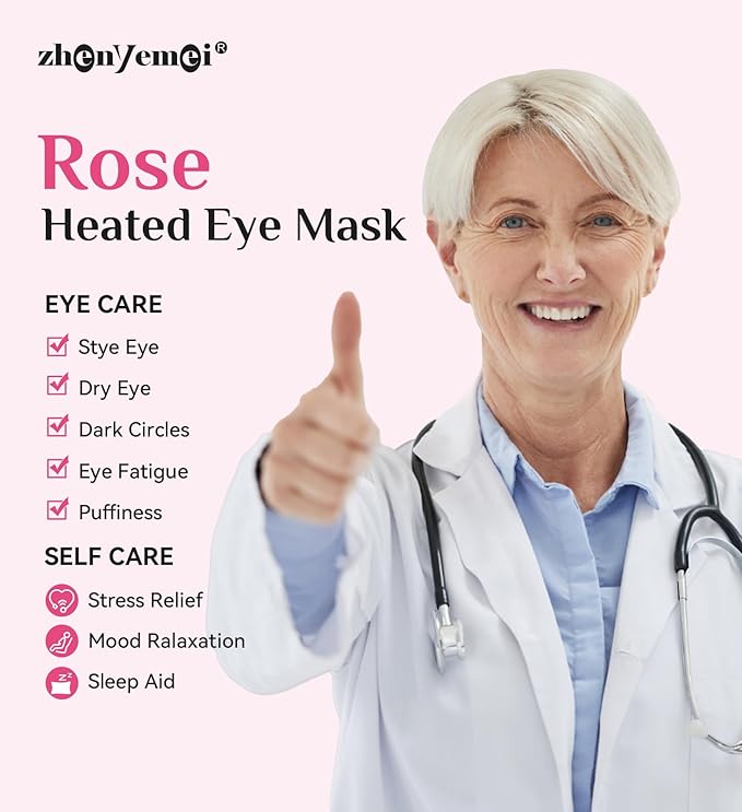 18 Packs Rose Heated Eye Mak - Heating Eye Mask Warm Compress for Dry Eyes Puffinesss Dark Circles Sleep Stye Irritation Stress Relief Self Care Wellness Spa Relaxation Gift for Women