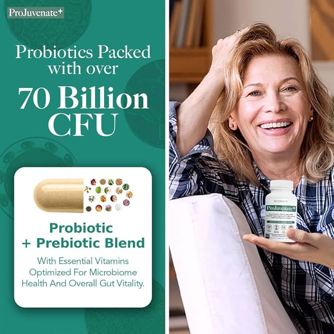 ProJuvenate+ Probiotic Weight Management for Women, Supports Gut & Digestive Health, Helps with Occasional Bloating, Healthy Metabolism & Immune Support, 70 Billion CFU & Prebiotics (60 Count)