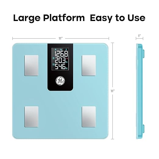 GE Smart Scale for Body Weight: Digital Bathroom Scale with BMI Fat Muscle Mass Bluetooth Body Composition Monitor Large LCD Display Weighing 396lbs Blue