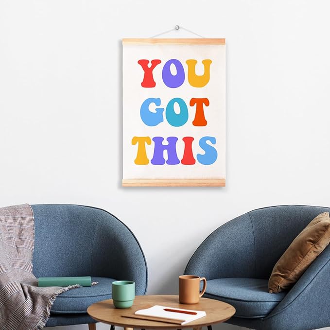 You Got This Poster Hanger Frame for Classroom Nursery School Wall Decor,Inspirational Canvas Wall Art Poster Print Wall Hanging 16x12in