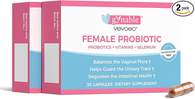 Gynable Vaginal Probiotics for Women,Female Probiotic for pH Balance with Lactobacillus 5 Billion CFU Probiotics Blend,Selenium-Vitamin D3,Promote Healthy Vaginal Odor & Vaginal Flora,60 Count