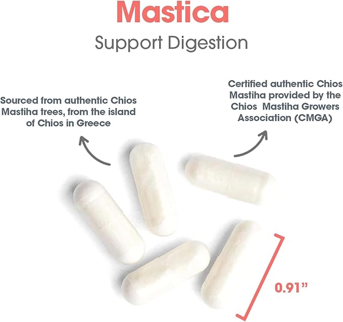 Allergy Research Group Mastic Gum Supplement - Authentic Chios Matisha, GI Health, Hypoallergenic, Vegetarian Capsules - 60 Count