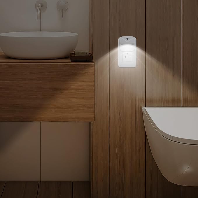 KINUR 6 Pack LED Night Light Plug into Wall, Daylight White Color Dusk to Dawn Sensor Automatic on and Off for Kids, Nursery, Bedroom, Bathroom, Hallway, Stairs, Kitchen