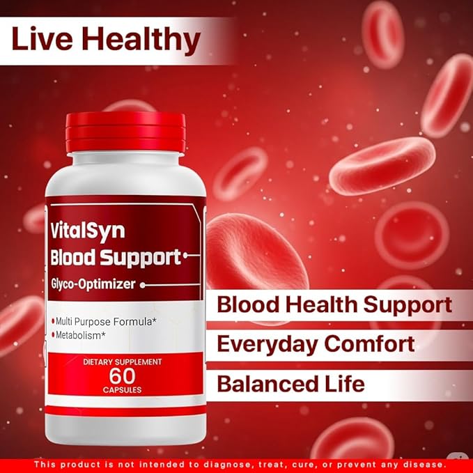 (1 Pack) Vitalsyn Blood Support Glyco Optimizer Capsules, All Natural Vitalsyn Multivitamin Supplement for Overall Health & Wellness, Advanced Vitalsyn Glyco Support Pills for Reviews (60 Capsules)