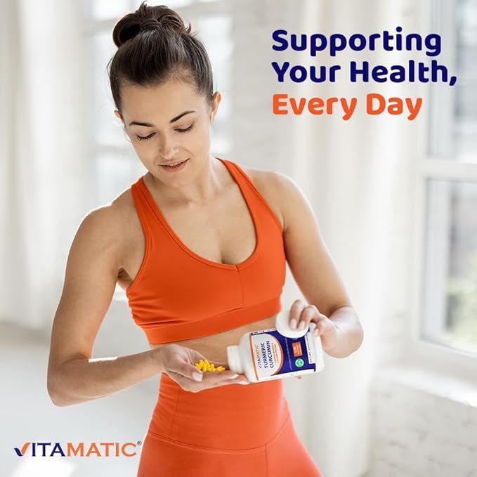 Vitamatic Turmeric Curcumin Supplement (10:1 Equivalent 3000 mg Per Serving, Made with 95% Curcuminoids, Black Pepper, Ginger, Moringa) 120 Vegetable Capsules, Non-GMO, Gluten Free (120 Capsules)