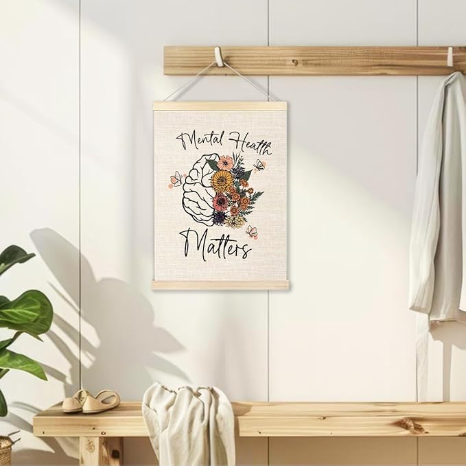 Ecezatik Mental Health Matters Poster Hanger Frame, Awareness Wall Decor for Classroom Therapy Office School Counselor, 12x16 Inches