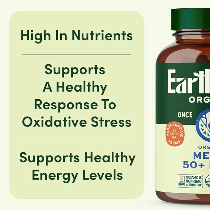 Once Daily Multivitamin for Men 50+, 19 Vitamins from Herbs & Superfoods, Supports Prostate Health, Energy Levels, and Strong Bones, 60 Count