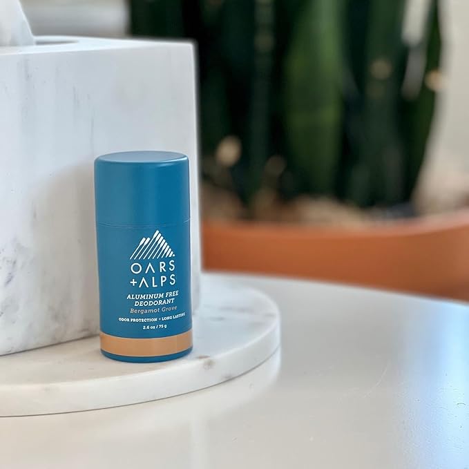 Oars + Alps Aluminum Free Deodorant for Men and Women, Dermatologist Tested and Made with Clean Ingredients, Travel Size, Bergamot Grove, 3 Pack, 2.6 Oz Each