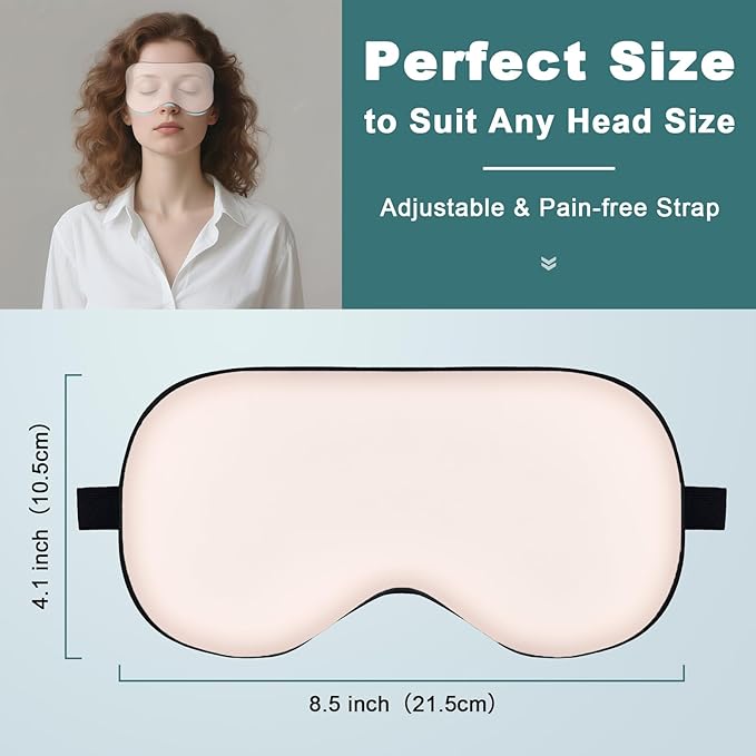 Sleep Mask, Real Natural Pure Silk Eye Masks with Adjustable Strap for Sleeping, Mulberry Silk Eye Sleep Shade Cover, Block Light Reduces Puffy Eyes Traveling Gifts