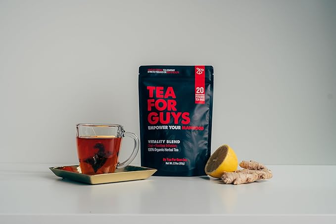 Tea For Guys: Vitality Blend – Natural Support for Testosterone, Libido, Prostate and Male Fertility | Herbal Tea for Energy & Wellness – 20 Biodegradable Tea Bags