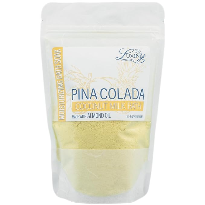 Vegan Milk Bath Soak Made with Coconut Milk Powder & Sweet Almond Oil Which Creates A Bath Bomb Dust Soothing Fizz, 8oz (Pina Colada)